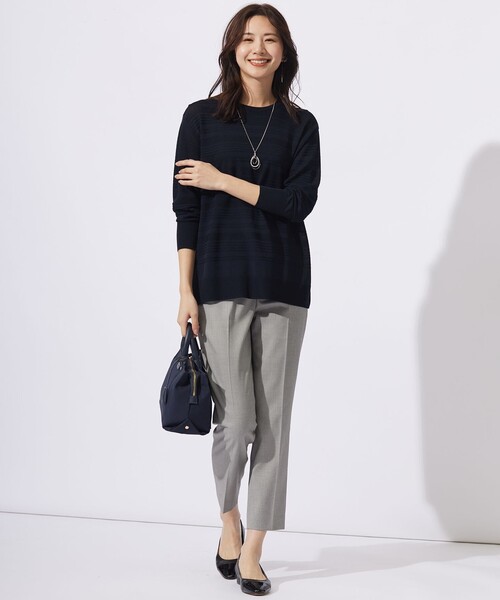 J.PRESS（ジェイプレス）の「【洗える】シャークスキン テーパード パンツ（その他パンツ・レディース・ネイビー系/スモーキーグリーン系/ライトグレー系・7/9/11/13）」の8枚目の写真