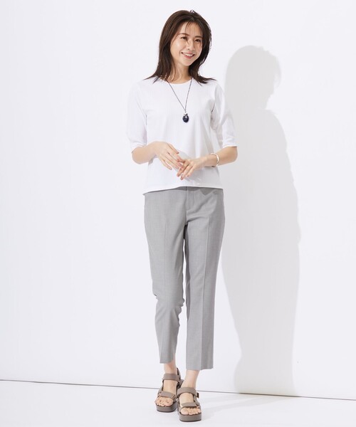 J.PRESS（ジェイプレス）の「【洗える】シャークスキン テーパード パンツ（その他パンツ・レディース・ネイビー系/スモーキーグリーン系/ライトグレー系・7/9/11/13）」の9枚目の写真