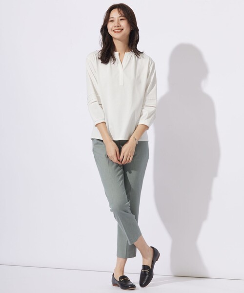 J.PRESS（ジェイプレス）の「【洗える】シャークスキン テーパード パンツ（その他パンツ・レディース・ネイビー系/スモーキーグリーン系/ライトグレー系・7/9/11/13）」の11枚目の写真