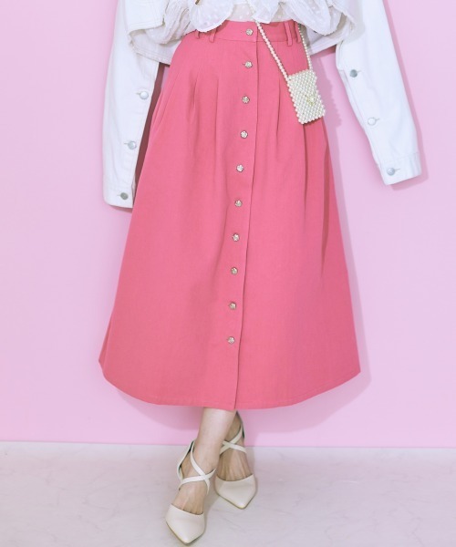 marun(マルン)の「<大きいサイズ> 薔薇ボタンフレアスカート marun(スカート・レディース・ピンク・5L/4L/3L/LL/L)」の10枚目の写真
