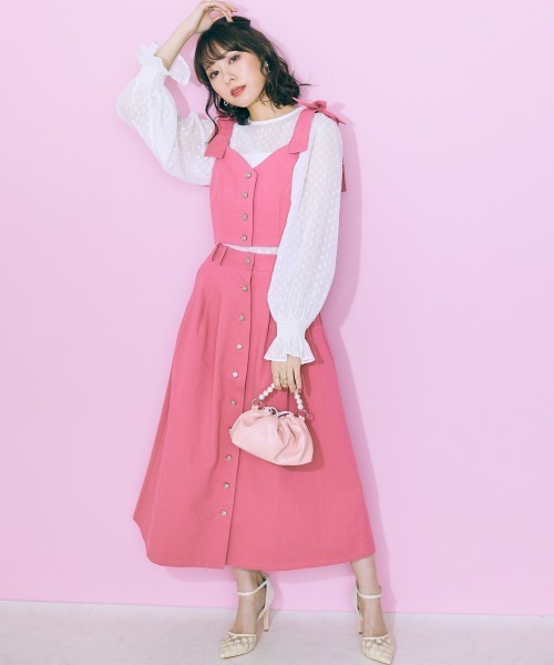 marun(マルン)の「<大きいサイズ> 薔薇ボタンフレアスカート marun(スカート・レディース・ピンク・5L/4L/3L/LL/L)」の21枚目の写真