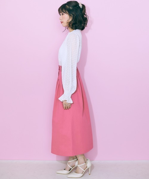marun(マルン)の「<大きいサイズ> 薔薇ボタンフレアスカート marun(スカート・レディース・ピンク・5L/4L/3L/LL/L)」の18枚目の写真