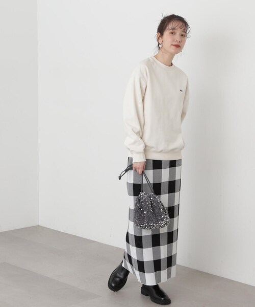 N.（N. Natural Beauty Basic）（エヌエヌナチュラルビューティーベーシック）の「◆ギンガムチェックジャガードスカート（スカート・レディース・ブラック系その他/ブラウン系その他・MEDIUM）」の3枚目の写真