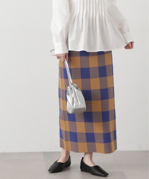 N.（N. Natural Beauty Basic）（エヌエヌナチュラルビューティーベーシック）の「◆ギンガムチェックジャガードスカート（スカート・レディース・ブラック系その他/ブラウン系その他・MEDIUM）」の2枚目の写真