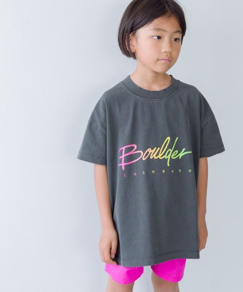 LOWRYS FARM（ローリーズファーム）の「ＢＩＧネオンＴＥＥ　103008（Tシャツ/カットソー・キッズ・ホワイト/グレー/ブルー/チャコール/ピンク/グレー系その他/グレー系その他2/ブラック・110cm/120cm/130cm/140cm/150cm）」の6枚目の写真