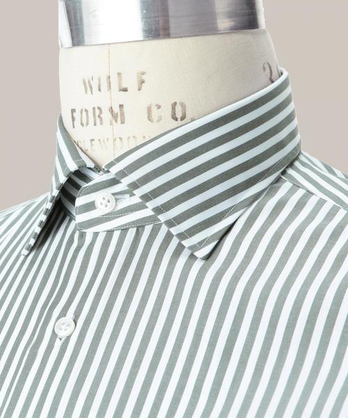 UNITED ARROWS(ユナイテッドアローズ)の「UAD ロンドンストライプ ショートワイド スリムΠ(シャツ/ブラウス・メンズ・オリーブ・39cm/37cm/38cm/40cm)」の4枚目の写真