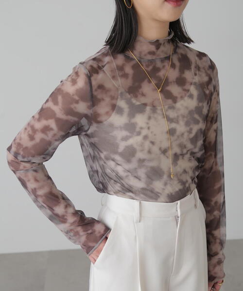 FREE'S MART（フリーズマート）の「ニュアンス柄シアーハイネックカットソー（Tシャツ/カットソー・レディース・グレー系その他・FREE）」の3枚目の写真