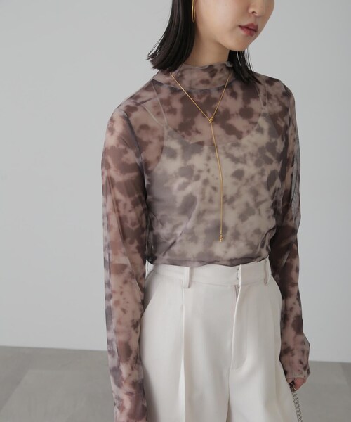 FREE'S MART（フリーズマート）の「ニュアンス柄シアーハイネックカットソー（Tシャツ/カットソー・レディース・グレー系その他・FREE）」の6枚目の写真