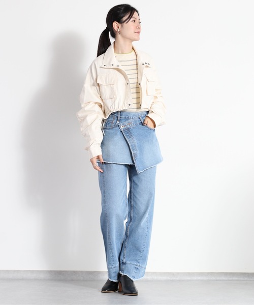 cepo（セポ）の「ドロストシャーリングショートブルゾン＋ベスト マルチウェイ（ブルゾン・レディース・オリーブ/オフホワイト・M）」の10枚目の写真