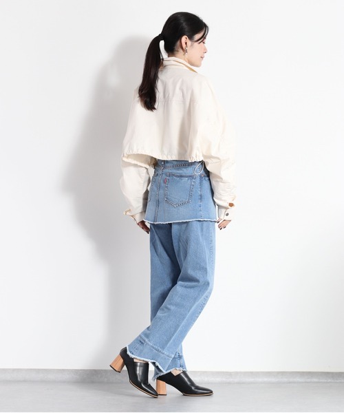 cepo（セポ）の「ドロストシャーリングショートブルゾン＋ベスト マルチウェイ（ブルゾン・レディース・オリーブ/オフホワイト・M）」の13枚目の写真