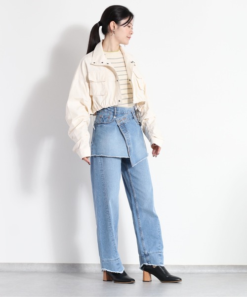 cepo（セポ）の「ドロストシャーリングショートブルゾン＋ベスト マルチウェイ（ブルゾン・レディース・オリーブ/オフホワイト・M）」の9枚目の写真