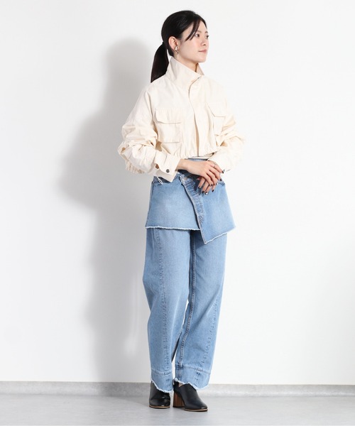 cepo（セポ）の「ドロストシャーリングショートブルゾン＋ベスト マルチウェイ（ブルゾン・レディース・オリーブ/オフホワイト・M）」の15枚目の写真