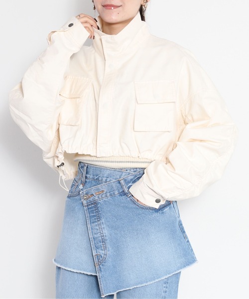 cepo（セポ）の「ドロストシャーリングショートブルゾン＋ベスト マルチウェイ（ブルゾン・レディース・オリーブ/オフホワイト・M）」の5枚目の写真