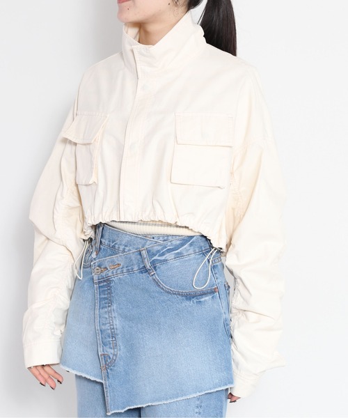 cepo（セポ）の「ドロストシャーリングショートブルゾン＋ベスト マルチウェイ（ブルゾン・レディース・オリーブ/オフホワイト・M）」の4枚目の写真