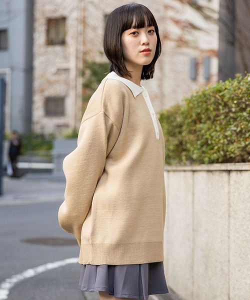 3.3 Field Trip (3.3フィールドトリップ)の「3.3 Field Trip/BIGラガーニット 2989881(ニット/セーター・レディース・ブラック/その他1/ベージュ・FREE)」の22枚目の写真