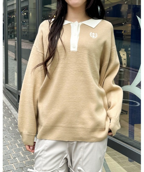 3.3 Field Trip (3.3フィールドトリップ)の「3.3 Field Trip/BIGラガーニット 2989881(ニット/セーター・レディース・ブラック/その他1/ベージュ・FREE)」の5枚目の写真