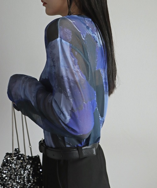 *2025 SS*【Paloma Wool】ヒロ ロングスリーブ シアー Tシャツ HIRO-Light grey delicate, sheer top with raglan sleeves and