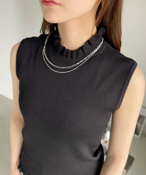 Ada.（エイダ）の「リブ フリル ニット トップス（ニット/セーター・レディース・グレイッシュベージュ/ブラック/グレー/アイボリー・FREE）」の18枚目の写真