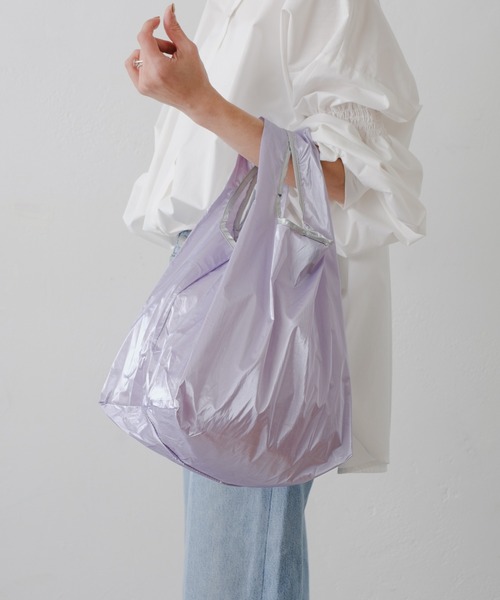 Actually（アクチュアリー）の「エコバッグS 巾着付き（エコバッグ/サブバッグ・レディース・ピンク/ラベンダー/シルバー/イエロー/チェック・フリー）」の2枚目の写真