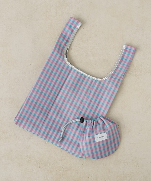 Actually（アクチュアリー）の「エコバッグS 巾着付き（エコバッグ/サブバッグ・レディース・ピンク/ラベンダー/シルバー/イエロー/チェック・フリー）」の5枚目の写真