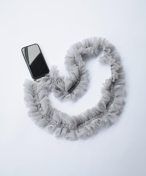 PICCIN（ピッチン）の「チュールフリルスマホショルダー（スマホケース/カバー・レディース・ホワイト/ブラック/グレー・FREE）」の3枚目の写真