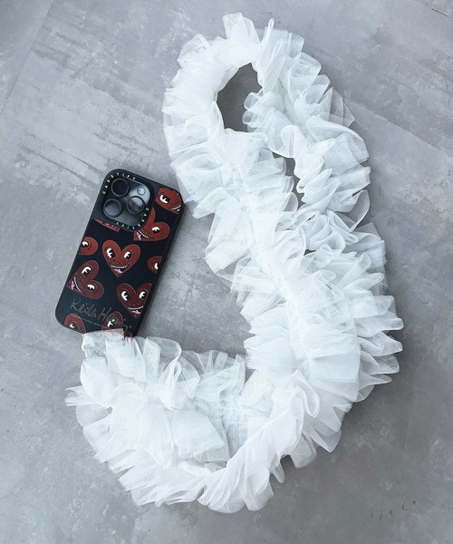 PICCIN（ピッチン）の「チュールフリルスマホショルダー（スマホケース/カバー・レディース・ホワイト/ブラック/グレー・FREE）」の22枚目の写真