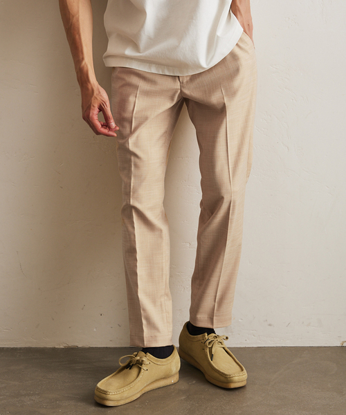 417 EDIFICE（フォーワンセブンエディフィス）の「メランジ シャーク イージースラックス（スラックス・メンズ・チャコールグレー/ブルー/ブラック/ベージュ・SMALL/MEDIUM/LARGE/X-LARGE）」の4枚目の写真