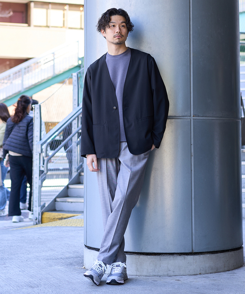 417 EDIFICE（フォーワンセブンエディフィス）の「メランジ シャーク イージースラックス（スラックス・メンズ・チャコールグレー/ブルー/ブラック/ベージュ・SMALL/MEDIUM/LARGE/X-LARGE）」の5枚目の写真