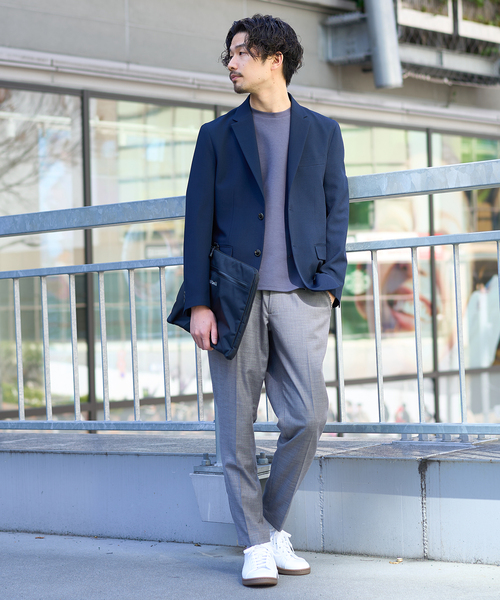 417 EDIFICE（フォーワンセブンエディフィス）の「メランジ シャーク イージースラックス（スラックス・メンズ・チャコールグレー/ブルー/ブラック/ベージュ・SMALL/MEDIUM/LARGE/X-LARGE）」の7枚目の写真