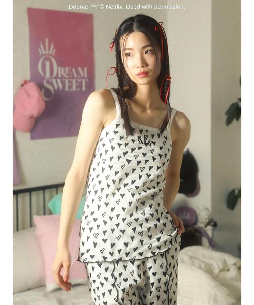 Green Parks(グリーンパークス)の「●DOONA! ハートptワッフルキャミ(インナーウェア/肌着・レディース・レッド/ブラック・FREE)」の4枚目の写真