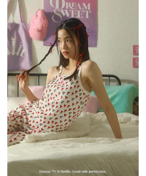 Green Parks(グリーンパークス)の「●DOONA! ハートptワッフルキャミ(インナーウェア/肌着・レディース・レッド/ブラック・FREE)」の10枚目の写真