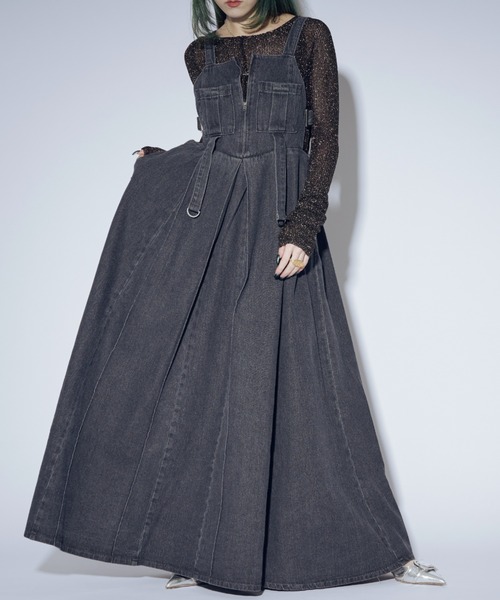 Ezick エジック モードデニム freely zip キャミドレス ブラック Ezick（エジック）の「Mode denim freely zip キャミドレス
