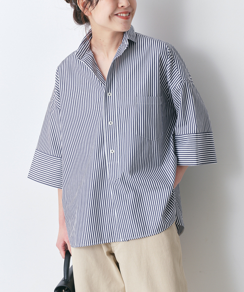 TICCA(ティッカ)の「【TICCA / ティッカ】 スクエアハンソデダブルカフスシャツ(シャツ/ブラウス・レディース・ネイビー/ダークブルー・FREE)」の22枚目の写真