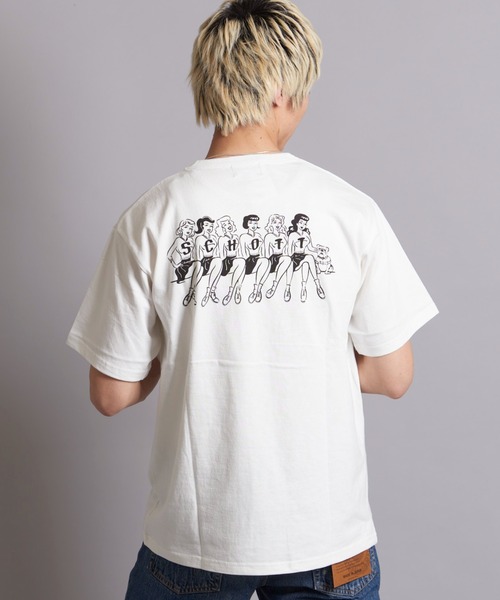 schott（ショット）の「SCHOTT-T-SHIRT GIRLS WITH BULLDOG（Tシャツ/カットソー・メンズ・ホワイト/ブラック・L/XL/M）」の2枚目の写真