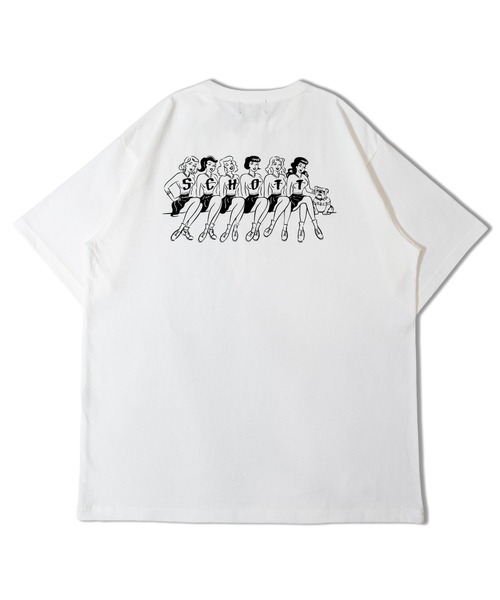 schott（ショット）の「SCHOTT-T-SHIRT GIRLS WITH BULLDOG（Tシャツ/カットソー・メンズ・ホワイト/ブラック・L/XL/M）」の3枚目の写真