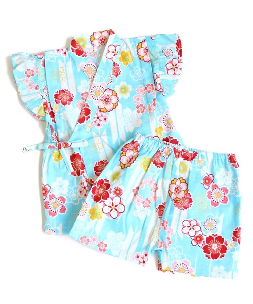 SKAPE（エスケープ）の「ﾌﾘｿﾃﾞ甚平ｽｰﾂ（浴衣・キッズ・ブルー/アイボリー/ピンク/ホワイト/ネイビー/パープル・130cm/120cm/110cm/100cm/90cm）」の4枚目の写真