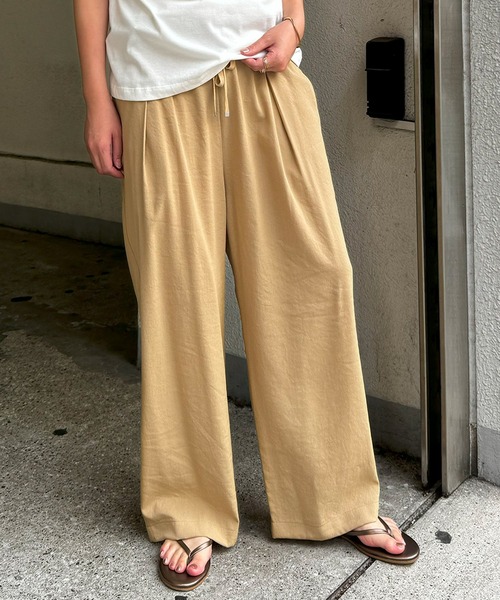 LBC(エルビーシー)の「ウエストシャーリングワイドパンツ(その他パンツ・レディース・ライトグレー/グリーン/ベージュ/ブラック・M/L)」の1枚目の写真