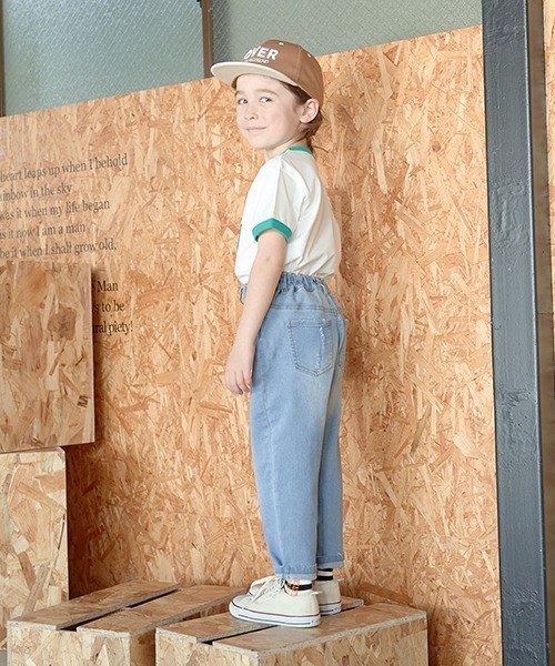 b・ROOM（ビールーム）の「【型崩れしないやわらかコットン】ナンバリングリンガーTシャツ（Tシャツ/カットソー・キッズ・ブルー/バイオレット/ブラック/グリーン/マスタード・120cm/130cm/150cm/110cm/140cm/100cm）」の16枚目の写真