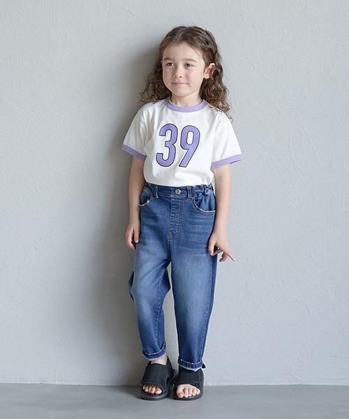 b・ROOM（ビールーム）の「【型崩れしないやわらかコットン】ナンバリングリンガーTシャツ（Tシャツ/カットソー・キッズ・ブルー/バイオレット/ブラック/グリーン/マスタード・120cm/130cm/150cm/110cm/140cm/100cm）」の20枚目の写真