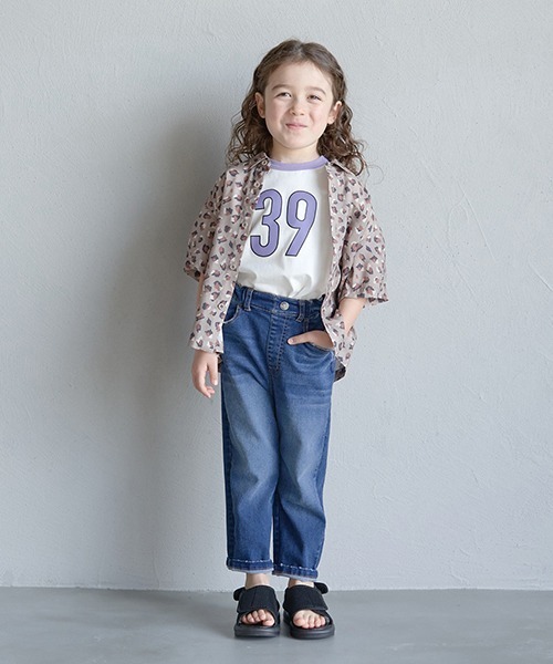 b・ROOM（ビールーム）の「【型崩れしないやわらかコットン】ナンバリングリンガーTシャツ（Tシャツ/カットソー・キッズ・ブルー/バイオレット/ブラック/グリーン/マスタード・120cm/130cm/150cm/110cm/140cm/100cm）」の9枚目の写真