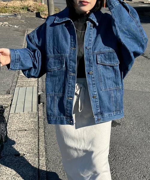 CRB(シーアールビー)の「ビッグデニムGジャン(デニムジャケット・レディース・ブルー・F)」の10枚目の写真
