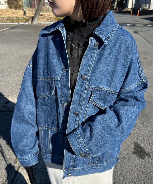CRB(シーアールビー)の「ビッグデニムGジャン(デニムジャケット・レディース・ブルー・F)」の11枚目の写真