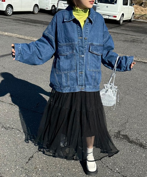 CRB(シーアールビー)の「ビッグデニムGジャン(デニムジャケット・レディース・ブルー・F)」の15枚目の写真