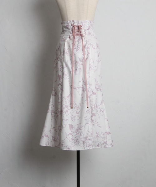 tocco closet(トッコ クローゼット)の「バックレースアップラインフラワープリントマーメイドスカート(スカート・レディース・ピンク/ブルー・M)」の20枚目の写真