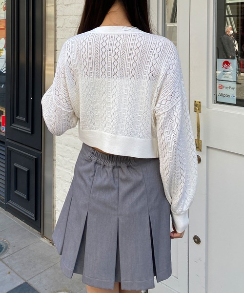 INGNI（イング）の「ビジューリボンパターンメッシュ長袖ニットカーディガン（カーディガン/ボレロ・レディース・ブラック/オフホワイト/ブルー/ピンク・M）」の19枚目の写真