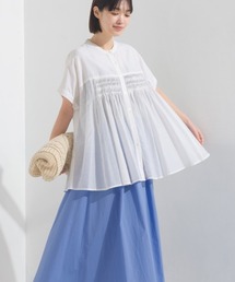 OMNES | コットンボイルタックギャザーシャツ半袖(シャツ/ブラウス)