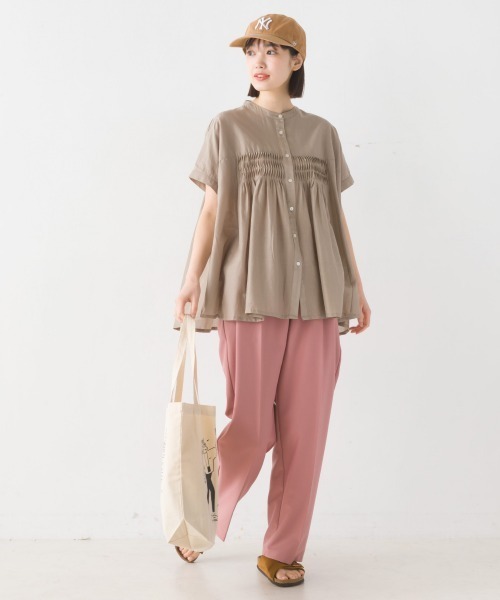 ブラウス シャツ ボイルタックシャツブラウス レディース OMNES（ファッション） ブラウス シャツ コットンボイルタック