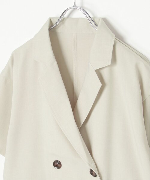 notch.（ノッチ）の「ハーフスリーブジャケット（テーラードジャケット・レディース・チャコールグレー/オフホワイト/ブラック・M）」の8枚目の写真