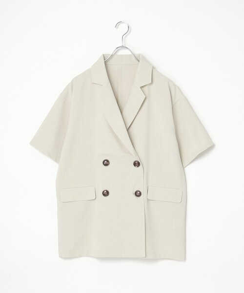 notch.（ノッチ）の「ハーフスリーブジャケット（テーラードジャケット・レディース・チャコールグレー/オフホワイト/ブラック・M）」の15枚目の写真