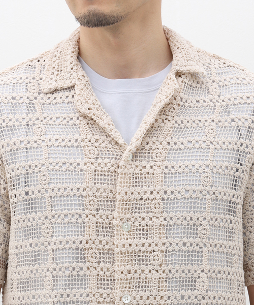 EDIFICE(エディフィス)の「【CMMN SWDN / コモン スウェーデン】Duane Short Sleeve Cotton Lace(シャツ/ブラウス・メンズ・アイボリー・46)」の5枚目の写真